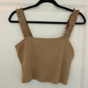 Nordstrom Abound light brown tank top with ruffle straps size small